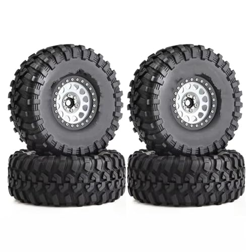 PLOQAZEH Für Axial Für SCX10 Für Wraith Für RR10 Für TRX4 Für YK4082 4083 135mm Metall 2,2 "Beadlock Felge Reifen Set Für 1/10 RC Crawler Auto RC Buggy Reifen(Silver) von PLOQAZEH