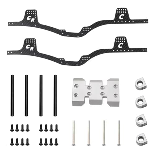 Für Axial Für SCX10 I II III Für Capra 1/10 RC Crawler Auto Upgrades Teile Für LCG Carbon Faser Für Chassis Kit Rahmen Schiene Skid Platte Körper Post RC Autoteile(Silver) von PLOQAZEH