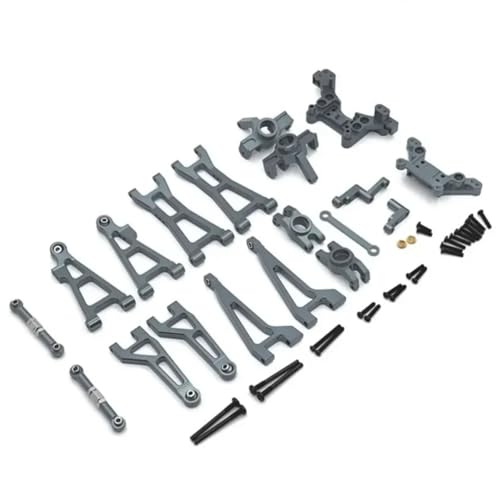 PLOQAZEH Für MJX 16208 16209 16210 1/16 Metall Suspension Arm Lenkung Tasse Link Rod Shock Tower Set RC Auto Upgrade Teile Kit Zubehör RC Autoteile(Grey) von PLOQAZEH