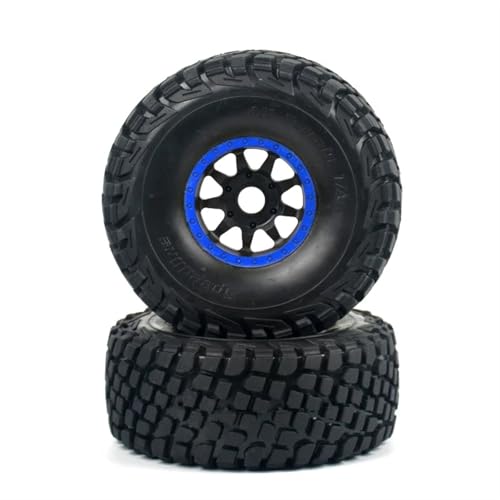 PLOQAZEH Für Mojave Short-Course Truck-Reifen, Rad Für FS Desert Truck Off-Road Buggy 336184 1/8 1/7 RC-Autoreifen, 17MM Adapter, Tragbar RC Buggy Reifen(Blue,2pcs) von PLOQAZEH