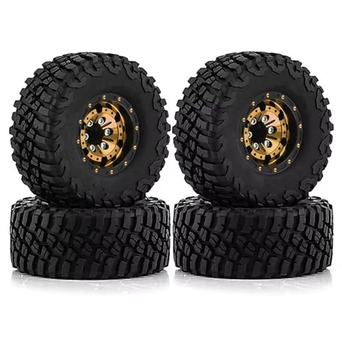 PLOQAZEH Für SCX24 Für AX24 Für TRX4M Für FCX24 Upgrade Teile 4 Stücke 57mm Metall 1,0 "Beadlock Felge Gummi Reifen Set 1/18 1/24 RC Crawler RC Buggy Reifen(A1) von PLOQAZEH