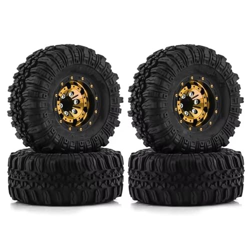 PLOQAZEH Für SCX24 Für AX24 Für TRX4M Für FCX24 Upgrade Teile 4 Stücke 57mm Metall 1,0 "Beadlock Felge Gummi Reifen Set 1/18 1/24 RC Crawler RC Buggy Reifen(B1) von PLOQAZEH