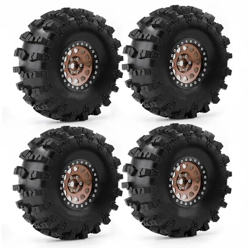 PLOQAZEH Für TRX-4 Für Axial Für SCX10 90046 Für D90 Für Voodoo Für KLR Für 1/10 RC Crawler 4Pcs 2,2 "Beadlock Felge Gummi Reifen Set RC Buggy Reifen(Color2) von PLOQAZEH