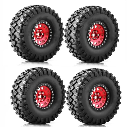 PLOQAZEH Für TRX-4 Für Axial Für SCX10 90046 Für D90 Für Voodoo Für KLR Für 1/10 RC Crawler 4Pcs 2,2 "Beadlock Felge Gummi Reifen Set RC Buggy Reifen(Color3) von PLOQAZEH