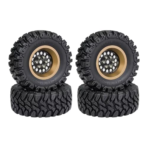 PLOQAZEH Für TRX4M Für SCX24 Für AX24 Für FCX24 4 Stück 62 Mm 1,2 Zoll Kohlefaser-Beadlock-Rad-Reifen-Set Für 1/18 1/24 RC Crawler Car Upgrade-Teile RC Buggy Reifen(Yellow,B) von PLOQAZEH