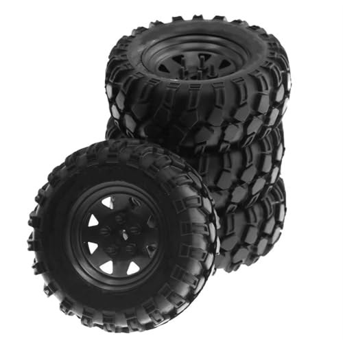 Für Trxs Für TRX4 Für D90/110 Für Axial Für SCX10 Für MST 1/10 RC Auto 4 Stücke 93mm Metall 1,9 "Rad Felge Gummi Reifen Set RC Buggy Reifen(Black) von PLOQAZEH