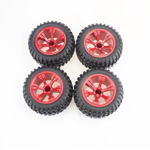 PLOQAZEH Für WLtoys 12428 12427 RC Spielzeug Zubehör 1:12 Off-Road Auto Rad Felgen RC Gummi Auto Reifen RC Buggy Reifen(Red) von PLOQAZEH