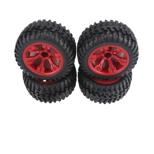 PLOQAZEH Für WLtoys 12428 Für WLtoys 12427 1:12 Off-Road Auto Rad Felgen RC Gummi Auto Reifen RC Spielzeug Zubehör RC Buggy Reifen(Red) von PLOQAZEH