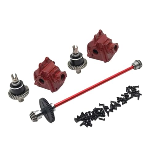 PLOQAZEH Für Wltoys 144010 144001 144002 Teile-Upgrade Metall-Center Antriebswelle Montage Getriebe Differential Kit Ersatz Teile RC Autoteile(Red) von PLOQAZEH