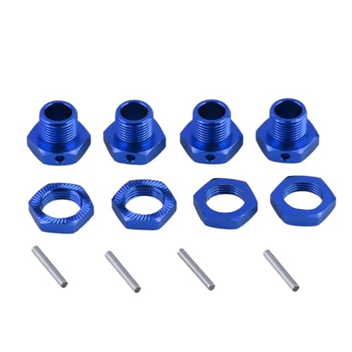 PLOQAZEH RC Autoteile Für Arrma 1/7 Für Infraction Für Limitless Für Felony 6S 1/8 Für Typhon 6S RC Auto Upgrade Teile Metall 17mm Rad Hex Hub Adapter Mit Mutter(Blue) von PLOQAZEH