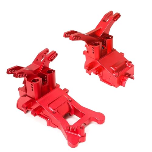 PLOQAZEH RC Autoteile Für Arrma Für Big Für Rock Für Granite Für Senton 1/10 Für Typhon 1/8 3S Metall Vorne Und Hinten Getriebegehäuse Getriebe Upgrade Teile Zubehör(Red) von PLOQAZEH