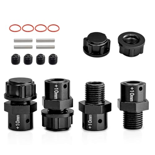 PLOQAZEH RC Autoteile Für Arrma Für Kraton Für Typhon Für Outcast 1/8 4 Stück 6S Metall 17mm Erweiterte Rad Hex Hub Adapter + 10/13mm Schwarz Blau Rot Silber(Silver,10mm) von PLOQAZEH