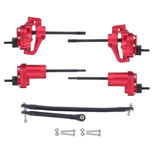 PLOQAZEH RC Autoteile Für Axial Für SCX10 II Für 90046 1/10 RC Crawler Auto Upgrades Teile Zubehör AR44 Achse Metall Vorne Und Hinten Portal Achse Set(Red) von PLOQAZEH