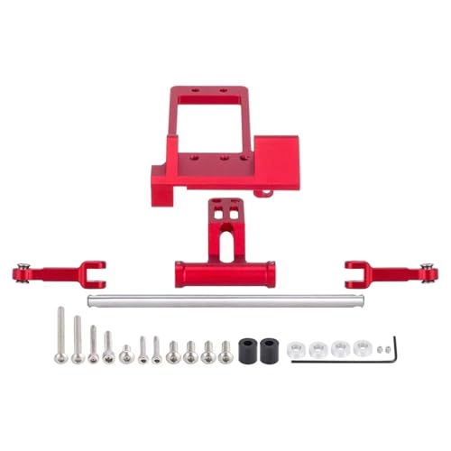 PLOQAZEH RC Autoteile Für Axial Für SCX10 III 1/10 Aluminium BAT Servo Halterung Mit Hydraulische Lenkung Link Portal Achse Für LCG Für Chassis DIY Teile(Red) von PLOQAZEH