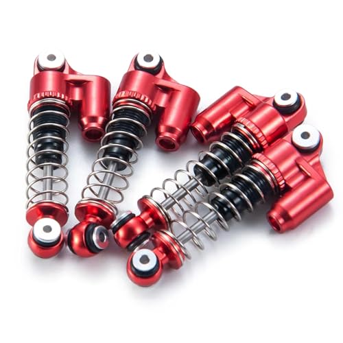 PLOQAZEH RC Autoteile Für Axial Für SCX24 Für Deadbolt C10 Für Wrangler Für Gladiator Für Bronco 1/24 4 Stücke Aluminiumlegierung 31mm Stoßdämpfer Dämpfer RC Autoteile(Red) von PLOQAZEH