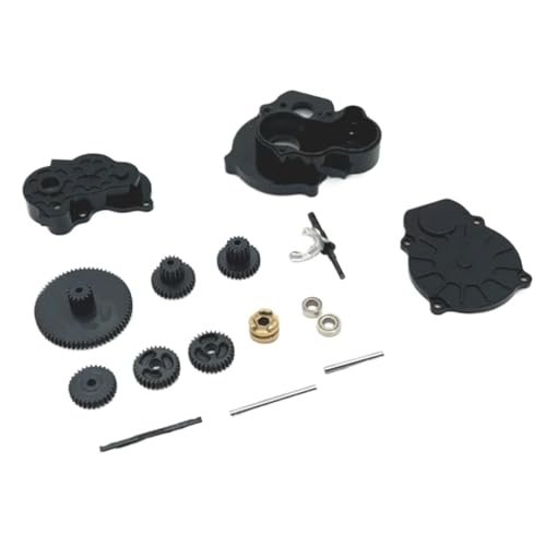 PLOQAZEH RC Autoteile Für FMS Für FCX24 1/24 Teile Zubehör Metall Übertragung Getriebe Getriebe Set RC Fernbedienung Upgrade Teile Zubehör(Black) von PLOQAZEH