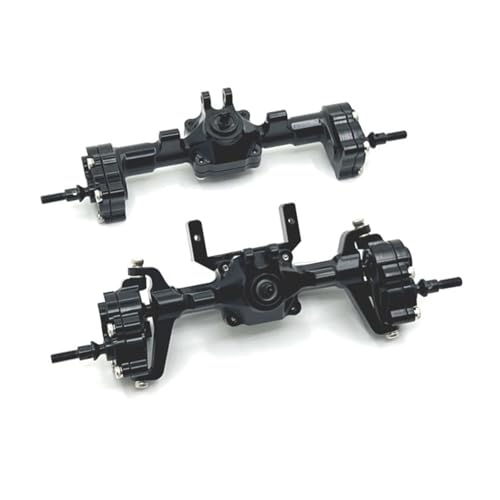 PLOQAZEH RC Autoteile Für FMS Für FCX24 Ersatz Metall Portal Achse Komplette Vorder- Und Hinterachse 1/24 RC Auto Upgrade Teile Modifikation Zubehör(Black,Set) von PLOQAZEH