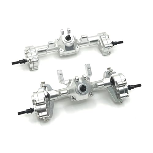 PLOQAZEH RC Autoteile Für FMS Für FCX24 Ersatz Metall Portal Achse Komplette Vorder- Und Hinterachse 1/24 RC Auto Upgrade Teile Modifikation Zubehör(Silver,Set) von PLOQAZEH