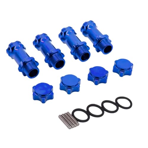 PLOQAZEH RC Autoteile Für Hsp Für Monster Scale Truck Truggy RC Ersatzteile 1/8 1 Set 89108 17mm Rad Hex 30mm Länger Verbesserte Mount Adapter Abdeckung Nabe(Navy Blue) von PLOQAZEH