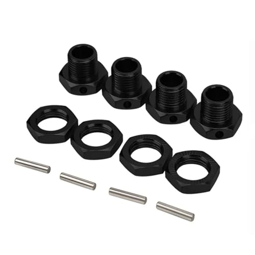 PLOQAZEH RC Autoteile Für Hsp Für RC Auto Track Auto Teile 4 PCS 1/8 Rad Hex Schrauben Aluminium Rad Hex Koppler 17mm Upgrade Zubehör Teile Kit Komponente(Black) von PLOQAZEH