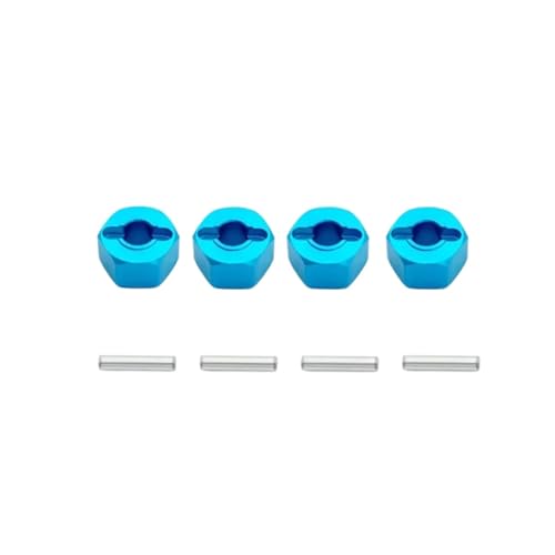 PLOQAZEH RC Autoteile Für MJX Für Hyper Go H16 16207 16208 16209 16210 14301 14302 RC Auto 4Pcs Metall 12mm Rad Hex Hub Adapter Upgrade Teile Zubehör(Blue) von PLOQAZEH