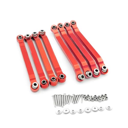 PLOQAZEH RC Autoteile Für MN Für D90 D91 D96 D99 D99S MN90 1/12 8Pcs RC Auto Suspension Krawatte Stange Metall Für Chassis Krawatte Stange Linkage Upgrade Teile(Red,Size1) von PLOQAZEH