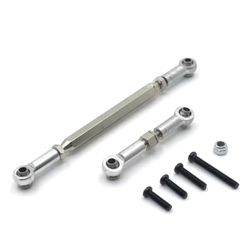 PLOQAZEH RC Autoteile Für MN Für D90 FJ45 MN40 MN45 MN90 MN91 MN96 MN99 Für MN99s 1/12 Metall Einstellbare Lenkgestänge Servo Link Zugstange RC Auto Crawler(Silver) von PLOQAZEH