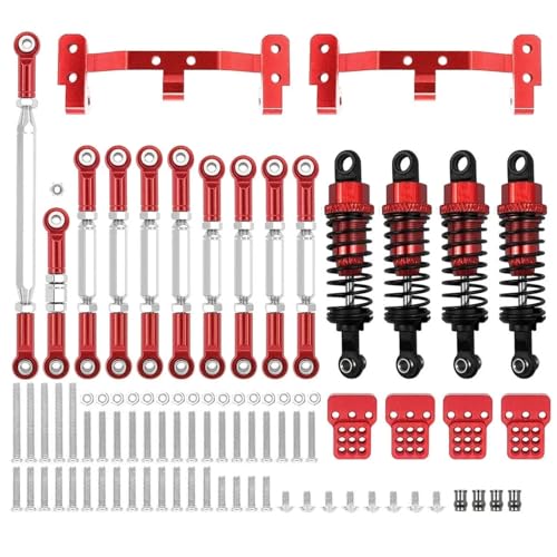 PLOQAZEH RC Autoteile Für MN Für D90 MN99S Metall Für Chassis Link Stange Zugstange Halterung Stoßdämpfer Set RC Auto Upgrades Teile Zubehör(Red) von PLOQAZEH