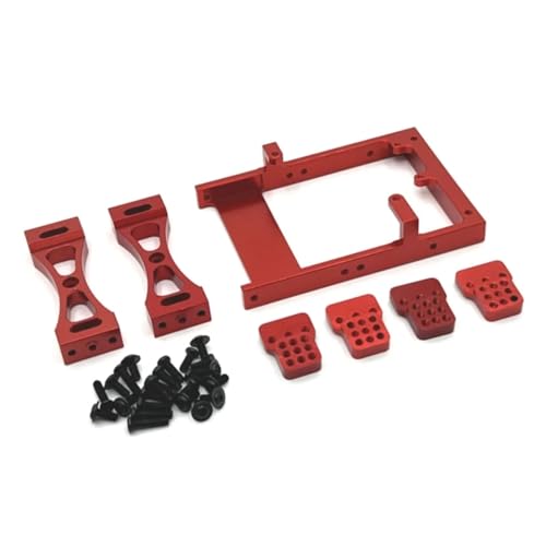 PLOQAZEH RC Autoteile Für MN Für D90 MN99S Metall Servo Halterung Strahl Querträger Shock Tower Set RC Auto Upgrade Teile Zubehör(Red) von PLOQAZEH