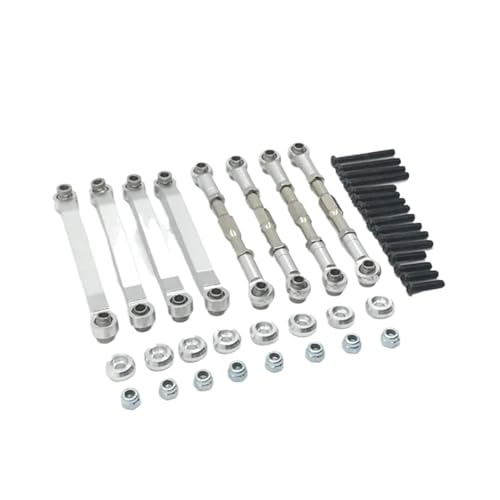 PLOQAZEH RC Autoteile Für MN Für MN98 Für MN99S D90 D96 MN45 1/12 Metall Für Chassis Link Stange Zugstange Spurstange Verknüpfung RC Auto Upgrades Teile Zubehör(Silver) von PLOQAZEH