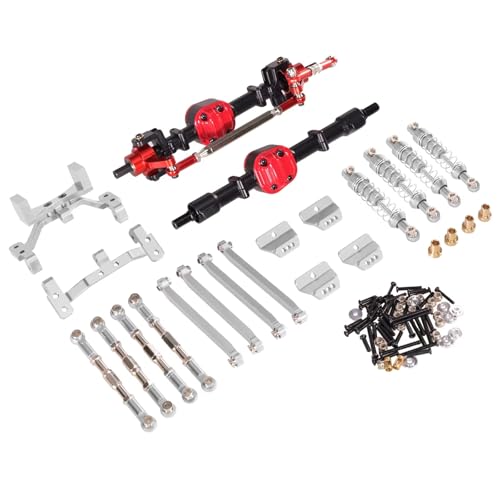 PLOQAZEH RC Autoteile Für MN Für MN99S 1/12 RC Auto Metall Upgrade Vorder- Und Hinterachse Spurstange Stoßdämpfer Kit RC Auto Upgrade Zubehör(Black and Silver) von PLOQAZEH