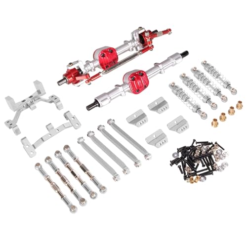 PLOQAZEH RC Autoteile Für MN Für MN99S 1/12 RC Auto Metall Upgrade Vorder- Und Hinterachse Spurstange Stoßdämpfer Kit RC Auto Upgrade Zubehör(Silver Set) von PLOQAZEH