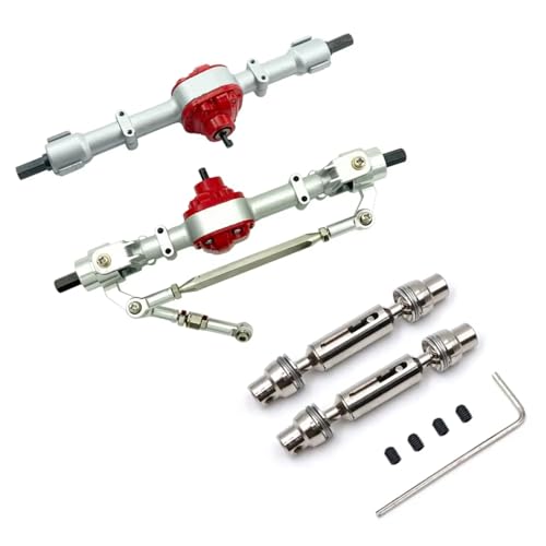 PLOQAZEH RC Autoteile Für MN Für MN99S D90 D91 D96 D99S MN90 MN96 MN99 1/12 1 Paar Vorne Hinterachse Set Mit Metall Getriebe Antriebswelle RC Auto Upgrade Teile Zubehör(Silver) von PLOQAZEH