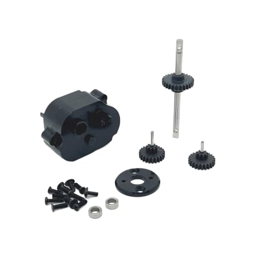 PLOQAZEH RC Autoteile Für MN168 Für MN82 Für MN78 Für MN99S 1/12 Metall Übertragung Getriebe Getriebe Mit 370 Motor Halterung RC Auto Upgrade Teile Zubehör(Black) von PLOQAZEH