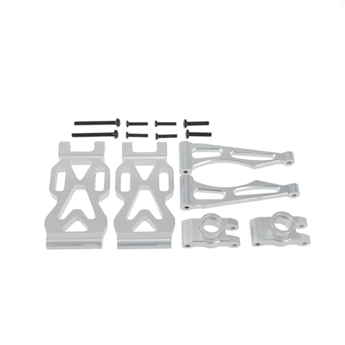 PLOQAZEH RC Autoteile Für SCY Für 16101 16102 16103 16104 16106 16201 1/16 Suspension Arm Rad Für Sitz Hinterachse Für Sitz Upgrade Metall Teile Zubehör(Silver) von PLOQAZEH