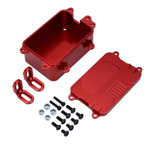 PLOQAZEH RC Autoteile Für Scx10 Für Axial 1/10 Metallrahmen Für Chassis Kit Metall Ausrüstung Box Radio Empfänger Box Teile RC Verfolgt Auto Upgrade Zubehör(Red) von PLOQAZEH