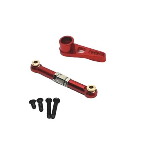 PLOQAZEH RC Autoteile Für Scy Für 16101 16102 16103 16104 16201 1/16 RC Auto Upgrade Teile Zubehör Metall 25T Servo Arm Servo Horn Lenkung Servo Link Stange(Red) von PLOQAZEH