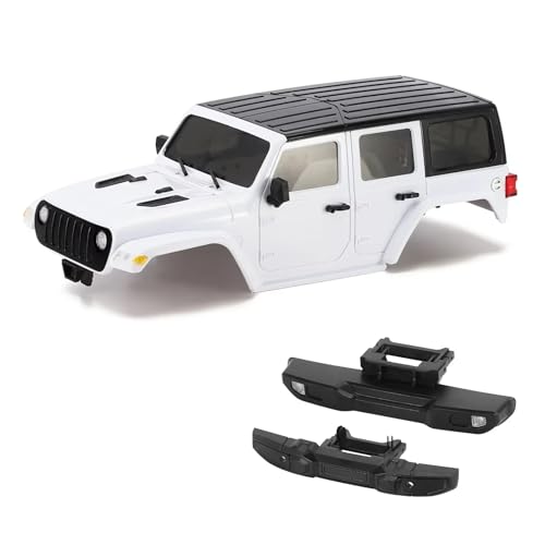 PLOQAZEH RC Autoteile Für TRX4M Für Bronco Für Defender Für Chassis 4M-66 1/18 RC Crawler 6,10 In Radstand ABS Hardtop Body Kit Mit Vorne Hinten Stoßstangen(White) von PLOQAZEH