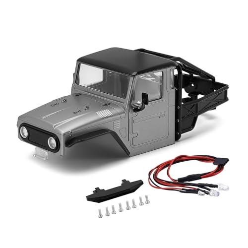 PLOQAZEH RC Autoteile Für Trx4m Für Defender Für Bronco 1/18 Harte Körper Shell Mit Käfig RC Crawler RC Auto Upgrade Zubehör IR40(Gray) von PLOQAZEH