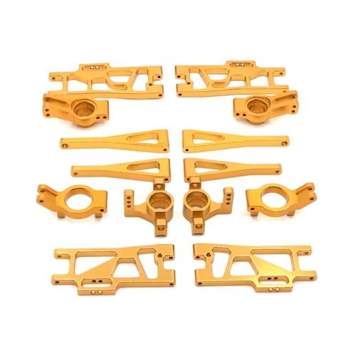 PLOQAZEH RC Autoteile Für WLtoys 104009 12401 12402 12403 12404 12409 Metall Upgrade Nachrüstung C-Für Sitz Lenkung Tasse Für Schwinge 7 Stück Set RC Auto Teile(Yellow) von PLOQAZEH