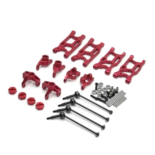 PLOQAZEH RC Autoteile Für WLtoys Für 144001 124017 124016 124018 124019 1/14 8 Stücke RC Auto Upgrade Ersatzteile Für Schaukel Arm Lenkung Tasse CVD RC Auto Upgrade Teile(Red) von PLOQAZEH