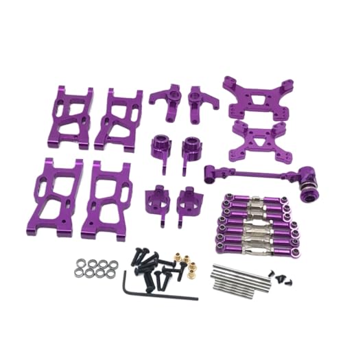 PLOQAZEH RC Autoteile Für WLtoys Für 144001 144002 144010 124007 124017 124019 Metall Für Schaukel Arm Lenkung Block Link Rod Kit RC Auto Upgrades Teile(Purple) von PLOQAZEH