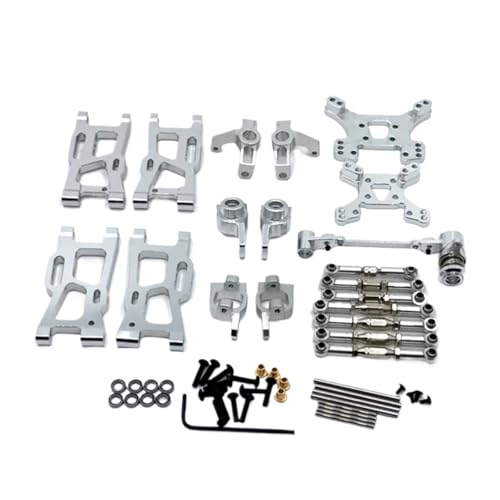 PLOQAZEH RC Autoteile Für WLtoys Für 144001 144002 144010 124007 124017 124019 Metall Für Schaukel Arm Lenkung Block Link Rod Kit RC Auto Upgrades Teile(Silver) von PLOQAZEH