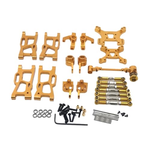 PLOQAZEH RC Autoteile Für WLtoys Für 144001 144002 144010 124007 124017 124019 Metall Für Schaukel Arm Lenkung Block Link Rod Kit RC Auto Upgrades Teile(Yellow) von PLOQAZEH