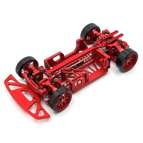 PLOQAZEH RC Autoteile Für WLtoys Für Mosquito Auto Für Kyosho Für Mini-Q9 1/28 4WD Metall Upgrade Multi Radstand Rahmen RC Auto Teile(Red) von PLOQAZEH