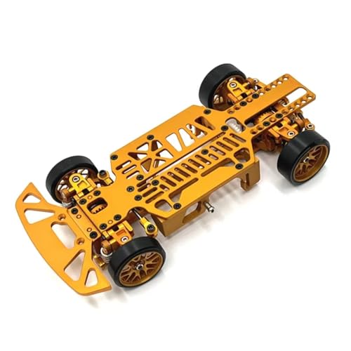 PLOQAZEH RC Autoteile Für WLtoys Für Mosquito Auto Für Kyosho Für Mini-Q9 1/28 4WD Metall Upgrade Multi Radstand Rahmen RC Auto Teile(Yellow) von PLOQAZEH