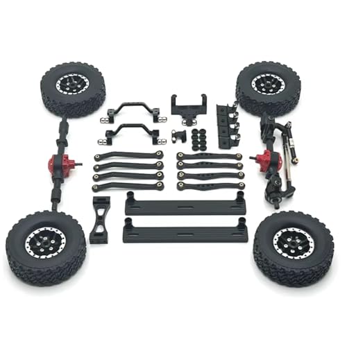 PLOQAZEH RC Autoteile Für WPL C64 C64-1 1/16 Metall Vorne Hinterachse Für Chassis Link Stange Zugstange Montieren Seite Pedal Reifen Set RC Auto Upgrade Teile(Black) von PLOQAZEH