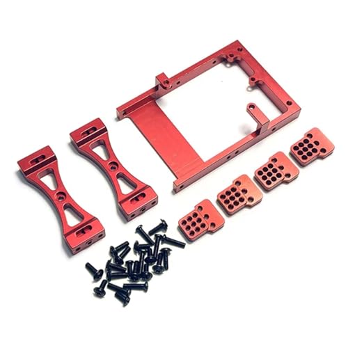 PLOQAZEH RC Autoteile Für WPL Für C14 C24 B14 B24 1/16 Metall Servo Halterung Strahl Querträger Shock Mount RC Car Kit(Red) von PLOQAZEH