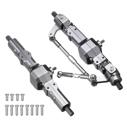 PLOQAZEH RC Autoteile Für WPL Für C14 C24 C34 C44 B14 B24 1/16 Für Zubehör Für WPL Metall Vorder- Und Hinterachse Set RC Auto Upgrades Teile Zubehör(Light Gray) von PLOQAZEH