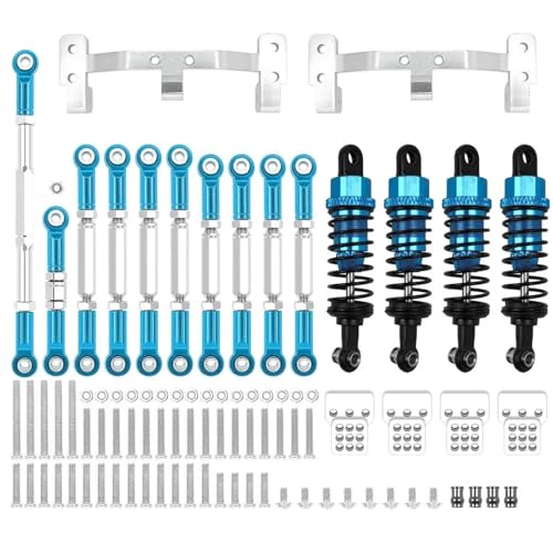 PLOQAZEH RC Autoteile Für WPL Für C14 C24 Metall Für Chassis Link Stange Zugstange Halterung Stoßdämpfer Set RC Auto Upgrades Teile Zubehör(Blue) von PLOQAZEH